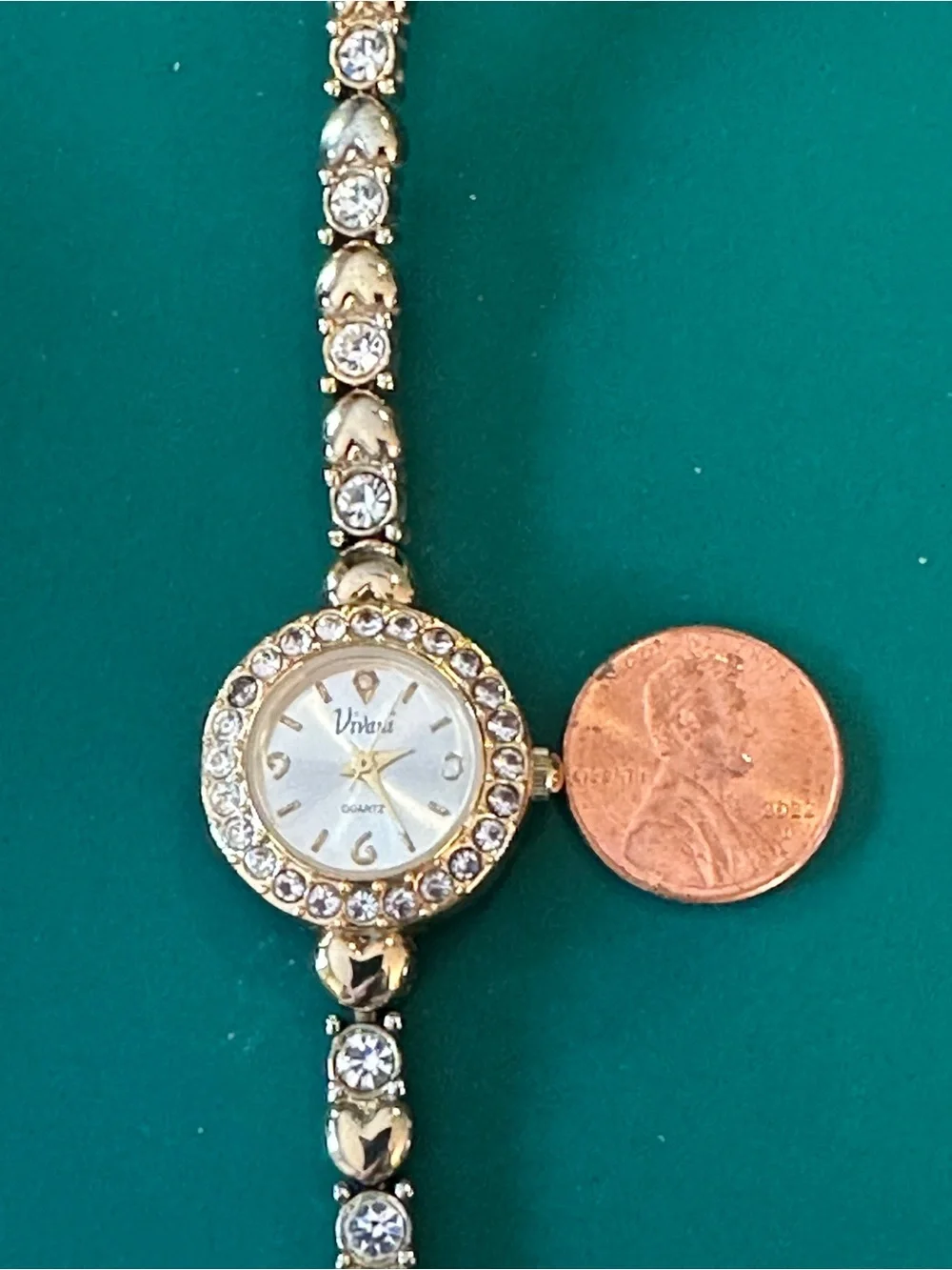 EUC Viviani Gold tone Crystal Women's Bracelet Watch Set